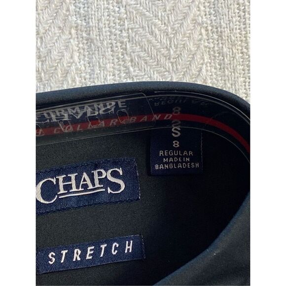 CHAPS BOYS SMALL 8 BLACK SHIRT AND TIE SET - Picture 6 of 9